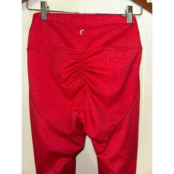 Zyia Light N Tight Cross Front Red Leopard Ruched Back Hi-Rise Leggings Sz 8-10 - Picture 10 of 16